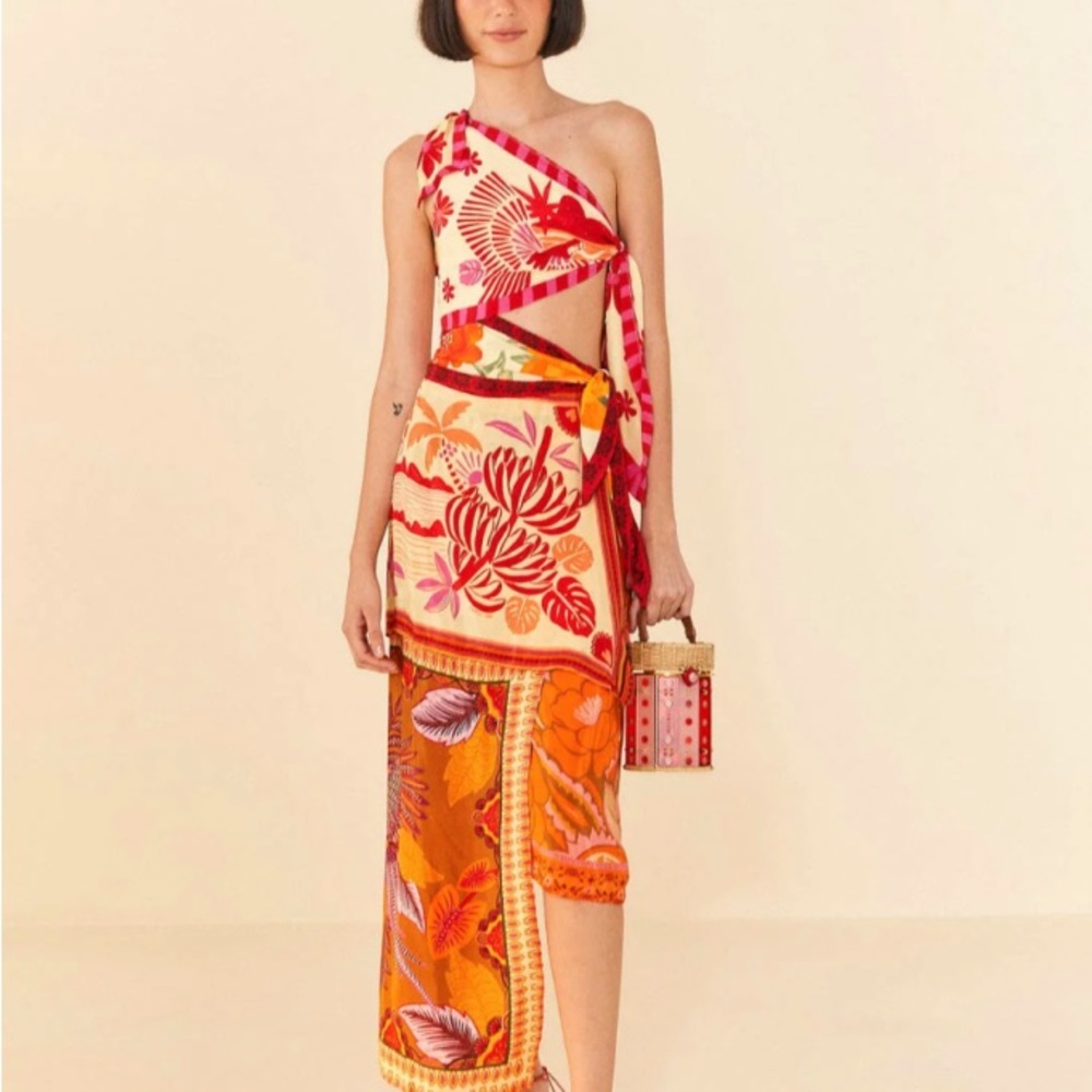 FARM Rio Mixed Scarves One Shoulder Dress - Picture 2 of 5